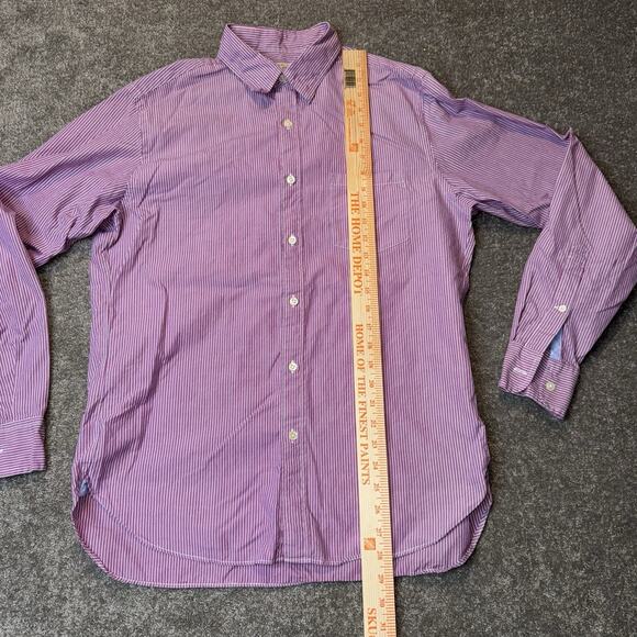 J.Crew 2-Ply Cotton Shirt Medium M Red White Stripe Long Sleeve Button-Up Comfy - Picture 4 of 9